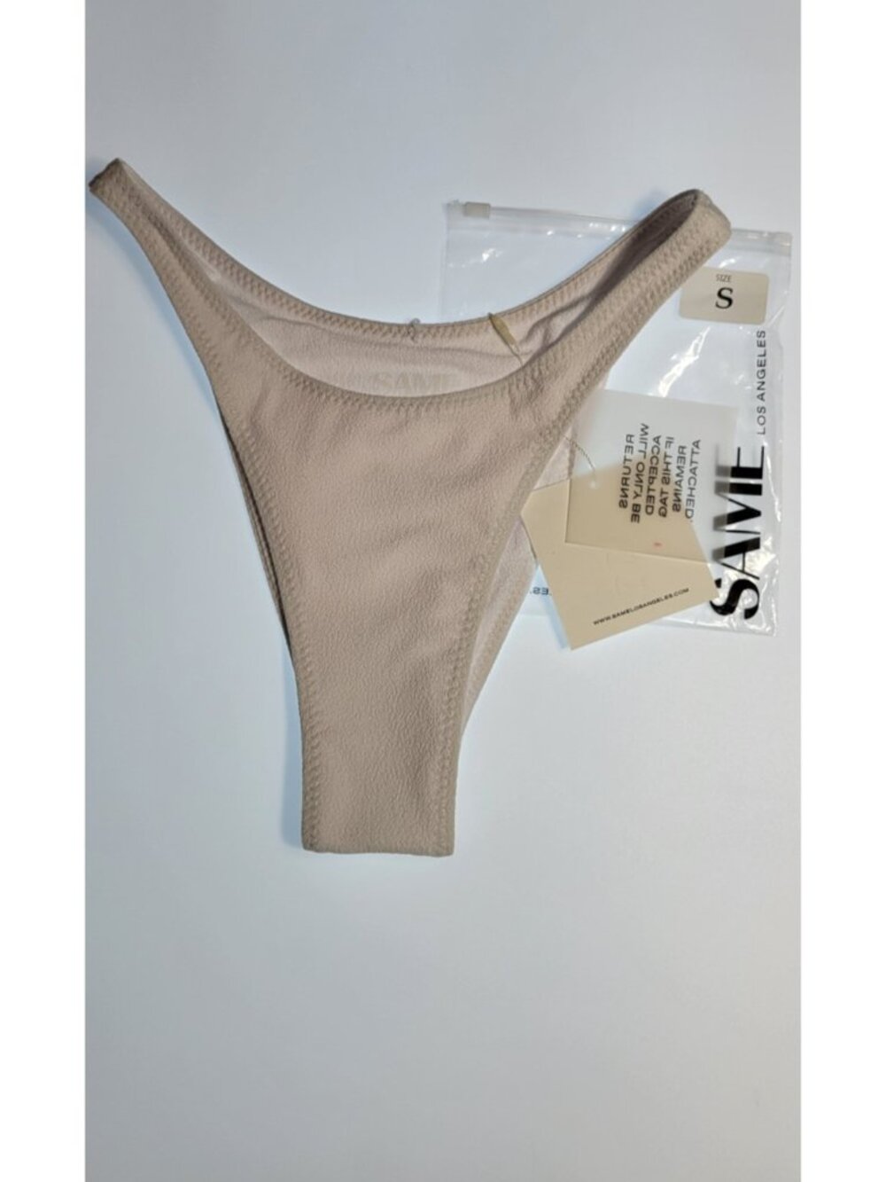 SAME Los Angeles Bottom Swim  Womens High Rise 90s Small Faux Suede White